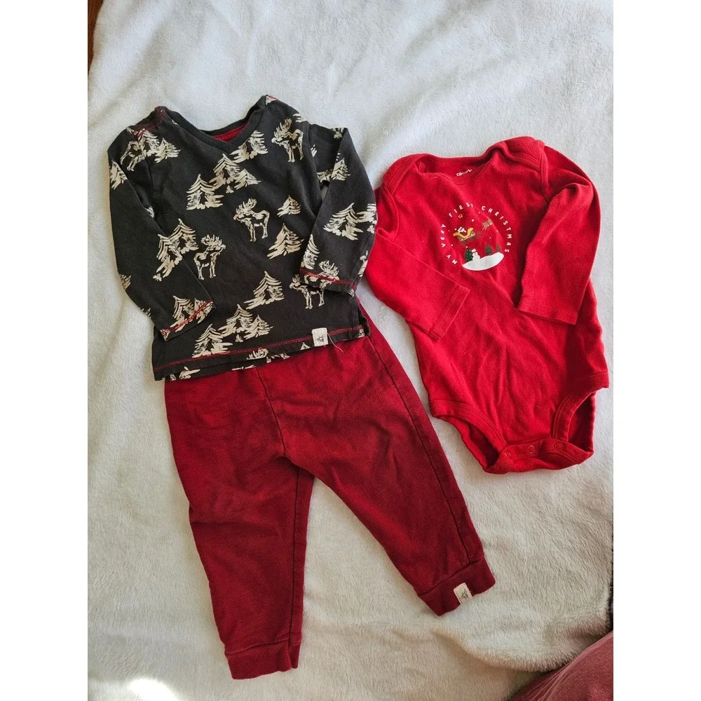 Burts Bees Baby Christmas outfit / Carters My‎ Very First Christmas Bodysuit Lot